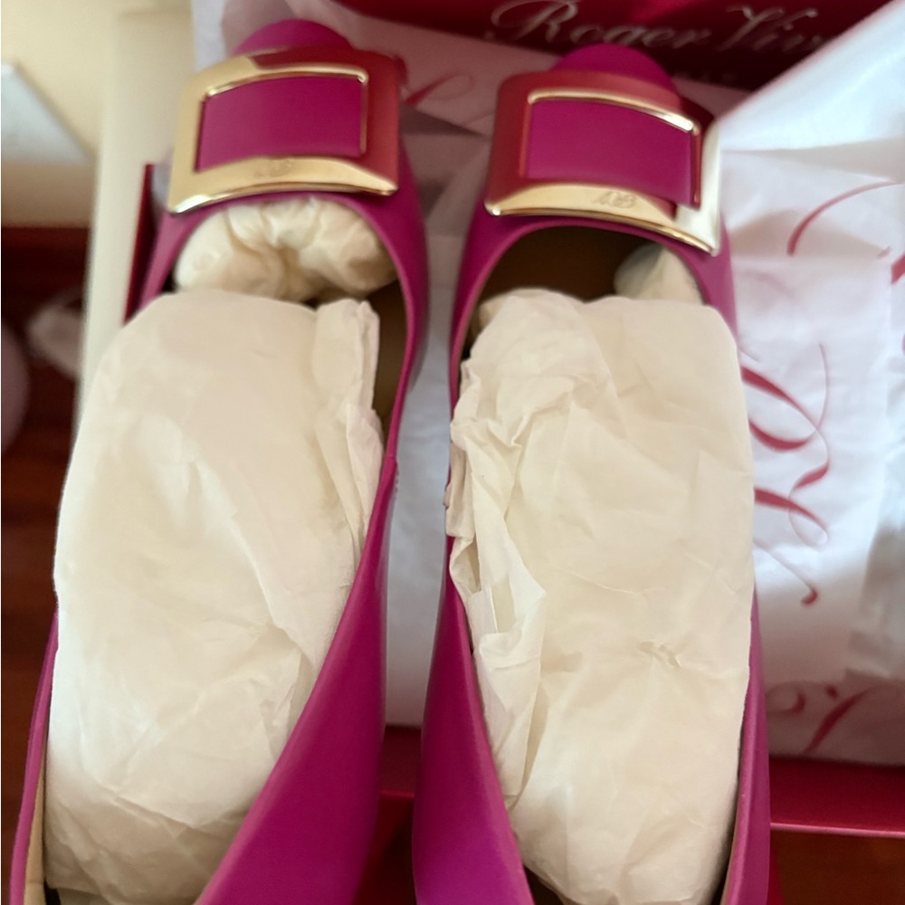 Roger Vivier Fuchsia Buckle Flats